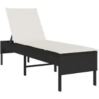 vidaXL Solstol med dyna svart 55x200x44cm konstrotting