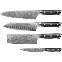 Damaskus by Haws Damascus Av Hâws Chef, Santoku, Grönsaks- & Utilitykniv - 4 St.