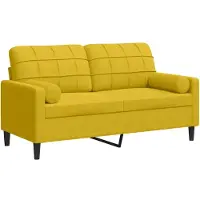 vidaXL 2-sitssoffa med prydnadskuddar gul 140 cm sammet