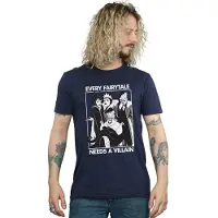 Disney Mens Every Fairy Tale Needs A Villain Cotton T-Shirt (Navy Blue)