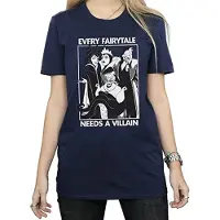 Disney Womens/Ladies Every Fairy Tale Needs A Villain Cotton Boyfriend T-Shirt (Navy Blue)