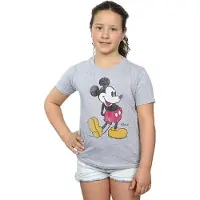 Disney Girls Classic Kick Mickey Mouse T-Shirt (Sports Grey)