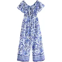 Next Jumpsuit blå / vit