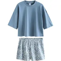 Next Kort pyjamas blå / vit