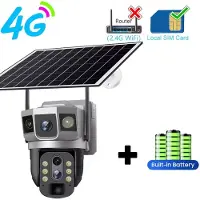 LS VISION 12MP 3-linser 4G Solkamera SIM-kortnätverk 10x Zoom Smarthus Säkerhetsskydd 6K Nattseende IP Videoövervakning CCTV-kameror 4G camera