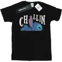 Disney Girls Lilo And Stitch Chillin Cotton T-Shirt (Black)