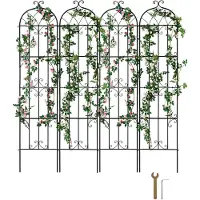 Vevor Trädgårdsspaljé för klätterväxter, 87 x 20 tum, 4-pack rostfritt metallträdgårdsspaljé för blommor, utomhusklätterros-spaljé för gurkor, dekorativt klematisspaljé för gårdar och gräsmattor