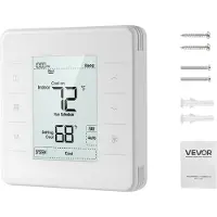 Vevor 7-dagars programmerbar termostat, hemtermostater för värmepump, luftkonditionering, golvvärme, LED-skärm med bakgrundsbelysning och 1 kyla + 1 värme, energieffektiv, brett temperaturområde, vit