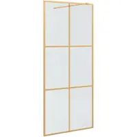 vidaXL Walk-in Duschvägg Guld 90 x 195 cm härdat glas