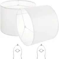 Vevor Trumma lampskärmar 2-set, 40 cm topp x 40 cm botten x 30 cm hög, stor lampskärm med harpa, reservlampskärm för bordslampor, golvlampor och pendellampor, enkel montering krävs (off-white)