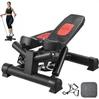 Vevor Trappsteg, Mini-step för träning hemma, Hydraulisk Fitness Twist Step med Motståndsband, Helkroppsträningsutrustning för Konditionsträning, Trappklättrare med LCD-skärm, 160 kg lastkapacitet