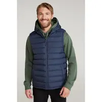 Mountain Warehouse Mens Seasons Hooded Vadderad Gilet (Marinblått)