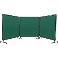 Vevor svetsskärm med ram, 6' x 6' 3 panelsvetsgardinskärmar, flamsäker vinylsvetsskyddsskärm på 12 svängbara hjul (6 låsbara), rörlig &amp; professionell för verkstad, grön
