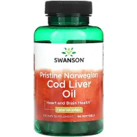 Swanson Health Ren Norsk Torskleverolja, 1G, 60 Mjuka Kapslar
