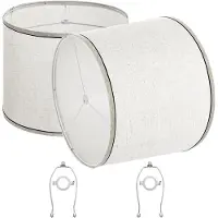 Vevor Lampskärmar Set med 2 st, 28 cm topp x 33 cm botten x 25 cm hög (Spider Fitter), Mellanstor lampskärm med harpa, Ersättningslampskärm för bords- och golvlampor, taklampor, linnefärgad med svart