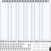 Vevor Klar PVC-gardinremsa, 2 m höjd x 0,9 m bredd x 2 mm tjocklek, 6 st. gardinremsor för kylrum, släta vattentäta plastdörrremsor för lager, frys, garageportar