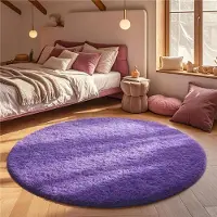 A Life Houseware Supermjuk matta, Rund matta för sovrum, 2X2M Svartvitt rutig rund matta Halkfri Hög lugg Söt mjuk fluffig matta för sovrum Barnrum 120*120cm (Runner)