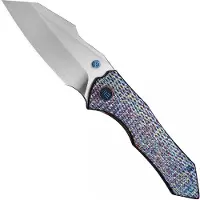 We Knife High-Fin XL fällkniv, Diamond Pattern Flamed Ti, Satin