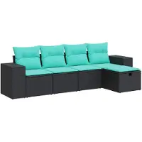 vidaXL Loungegrupp för trädgården med dynor 5 delar svart konstrotting