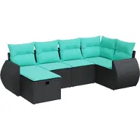 vidaXL Loungegrupp med dynor 6 delar svart konstrotting