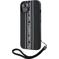 Karl Lagerfeld Saffiano Athleisure Stripes Cord iPhone 15 Fodral - Rosa