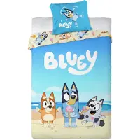 Licens Bluey sängkläder - 100% bomull - Junior sängset 100x140 cm - På stranden
