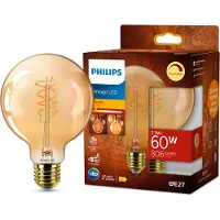 Philips Vintage LED - LED-glödlampa med filament - form: G95 - E27 - 7.3 W (motsvarande 60 W) - klass E - flamljus - 2200 K - bärnsten