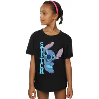 Disney Girls Lilo And Stitch Posing Cotton T-Shirt (Black)