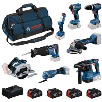 Bosch Kit:gbh+gws+gdr+gsb+gks+gsa+gop+gli+4x5 Elektriskt Verktygssats