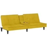 vidaXL Sängsoffa med kopphållare gul sammet 351925