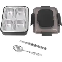 Cosy Homes Lunchlåda i rostfritt stål 4 fack Mat- och snackbehållare Läcksäker med sked och ätpinnar L(for 6.5-9kg)