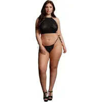 Le Désir Plus Size - set med strass - svart - XL-3XL