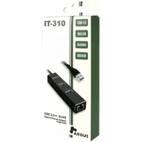 Inter-Tech Argus IT-310 - Hubb - 3 x SuperSpeed USB 3.0 + 1 x 10/100/1000 - skrivbordsmodell