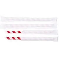 Multi Sugsrör Ø12x200 mm utan knäck, enskilt förpackade m. spets, biologiskt nedbrytbart papper, röd rand, 100 st
