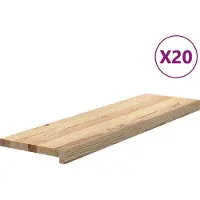vidaXL Trappstegsmattor 20 pcs obehandlad 90x30x2 cm massiv ek