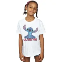 Disney Lilo And Stitch Stitch Cutie Pie T-shirt i bomull för flickor (Vit)