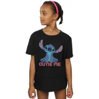 Disney Lilo And Stitch Stitch Cutie Pie T-shirt i bomull för flickor (Svart)