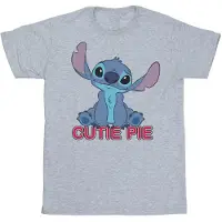 Disney Lilo And Stitch Stitch Cutie Pie T-shirt i bomull för flickor (Sport Grå)