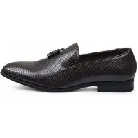 Infinity Leather Bruna formella loafers med tofsar för män, slip-on i läder