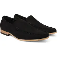 Infinity Leather Svarta mockaloafers för män, lätta slip-on-skor