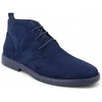 Infinity Leather Marinblå premium Chukka-stövlar i ökenstil för män