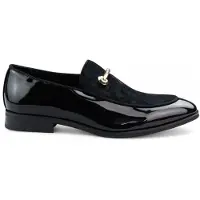 Infinity Leather Eleganta svarta loafers med läderfoder och sammetsslip-on för män