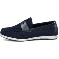 Infinity Leather Marinblå, andningsbara loafers för män, lätta och slip-on