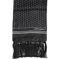 Dolce&Gabbana Svart Vit Prickig Fransen Foulard Halsduk