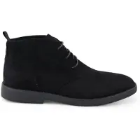 Infinity Leather Svarta premium herrstövlar i ökenstil i mocka, Chukka