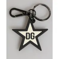 Dolce&Gabbana Vit Svart DG Logotyp Stjärna Gummi Herr Nyckelring Nyckelring