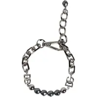 Dolce&Gabbana Silverfärgad kedja med hummerlås logotyp grå pärlor armband