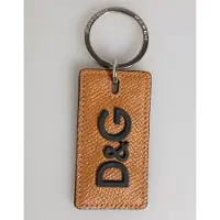 Dolce&Gabbana Brun läder logga metallring nyckelring hållare män nyckelring