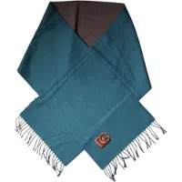 Dolce&Gabbana Blå Grön Ylle Fransen Wrap Sjal Scarf