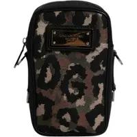 Dolce&Gabbana Flerfärgad Leopard Jacquard Logoplåt Nackremväska